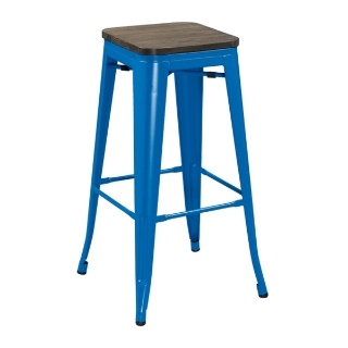 Picture of TOLIX Replica Bar Stool  Rustic Elm Seat *6 colors - Blue-25.5 Inches