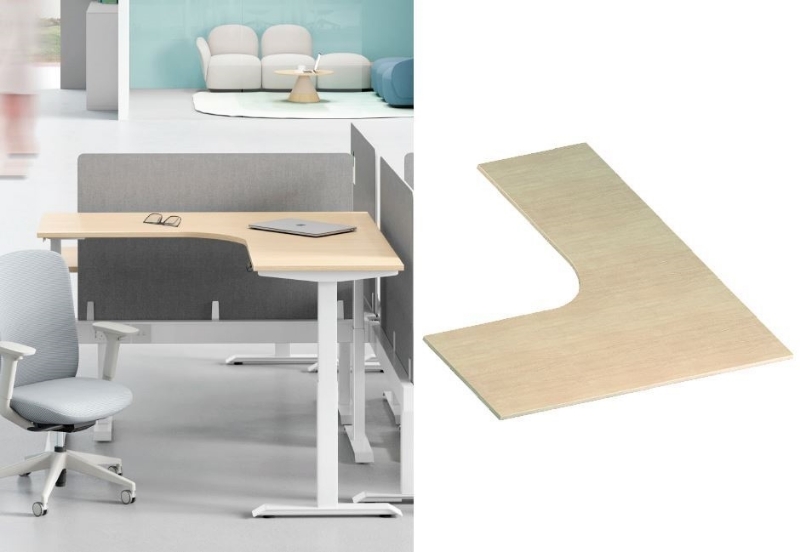 Picture of UP1 L-SHAPE Height Adjustable Desktop Only - 59" Long (Oak)
