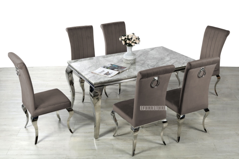 Picture of AITKEN 160 Marble Top Stainless 7PC Dining Set