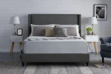 Picture of POOLE Upholstered Bed Frame in Double/Queen/King Size (Dark Grey)