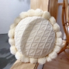 Picture of ROUND HAND-KNITTED TASSEL CUSHION WITH INNER (Dia 19.6") - PINK