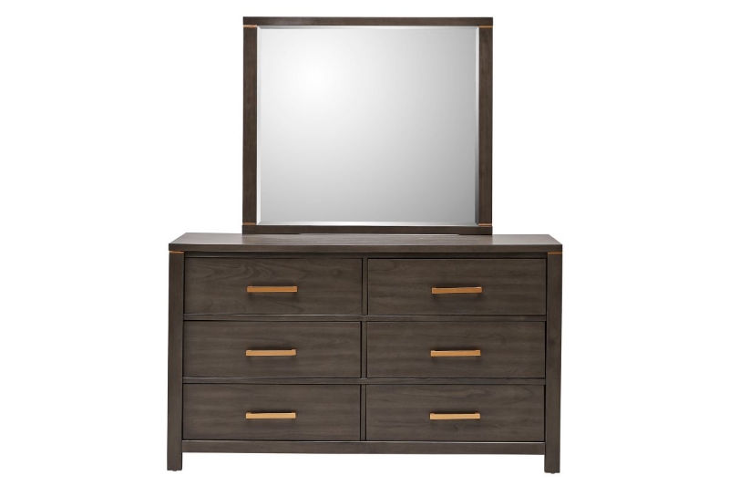 Picture of GLINDA 6-Drawer Dresser with Mirror (Grey)