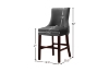 Picture of FRANKLIN Velvet Counter Chair Solid Rubber Wood Legs (Dark Grey) - Single