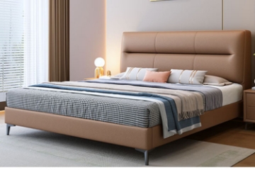 Picture of CUBA Genuine Leather Bed Frame (Brown) - Queen Size 