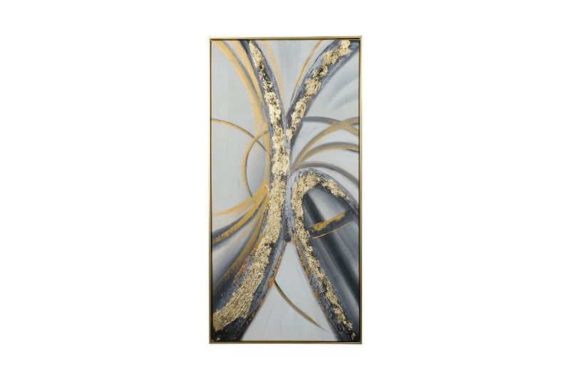 Picture of H78 23.6"x47" Golden Frame Hand Oil Painting Canvas Wall Art