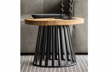 Picture of CARL Reclaimed Pine Wood D23.6" Round Side Table