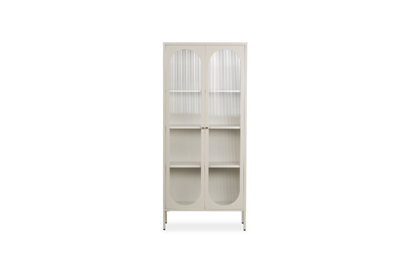 Picture of STARK Steel Frame 2-Arched Door Accent Glass Display Cabinet (Cream)