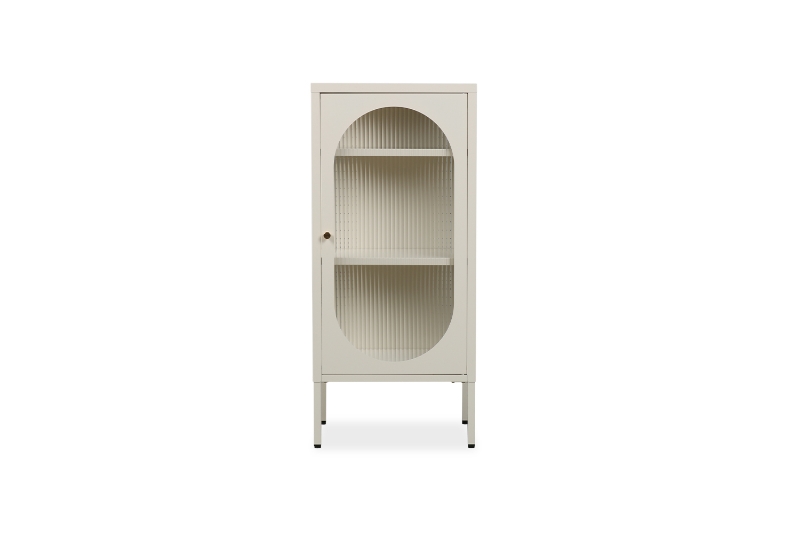 Picture of STARK Steel Frame 1-Arched Door Glass Display Cabinet (Cream)