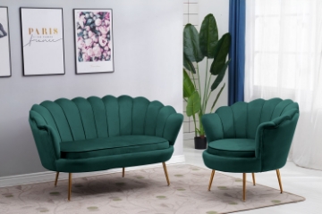 Picture of EVELYN Curved Flared Armchair - Green