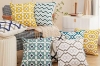 Picture of GEOMETRIC Pattern Towel Embroidered Cushion with Inner (17.7" x 17.7") - Green Square frame