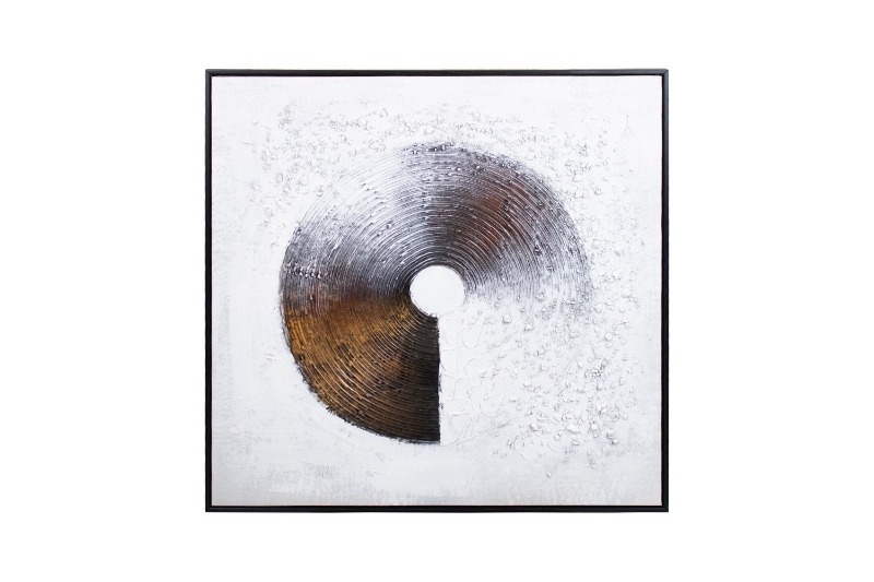 Picture of Hand Oil Painting Canvas Wall Art With Black Frame (31.4"x31.4")