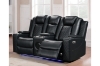Picture of MONROSE Air Leather Dual Motor Reclining Sofa Range (Black) - Sofa with Drop-Down Console USB Port, Power Socket & Wireless Charging(3RRC)