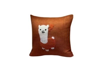 Picture of ALPACA EMBROIDERY Linen Cushion with Inner in Multiple Colors (17.7" x 17.7")