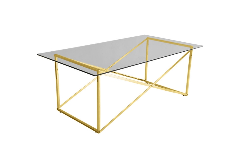 Picture of CROSS 47" Clear Glass Top Coffee Table with Golden Base