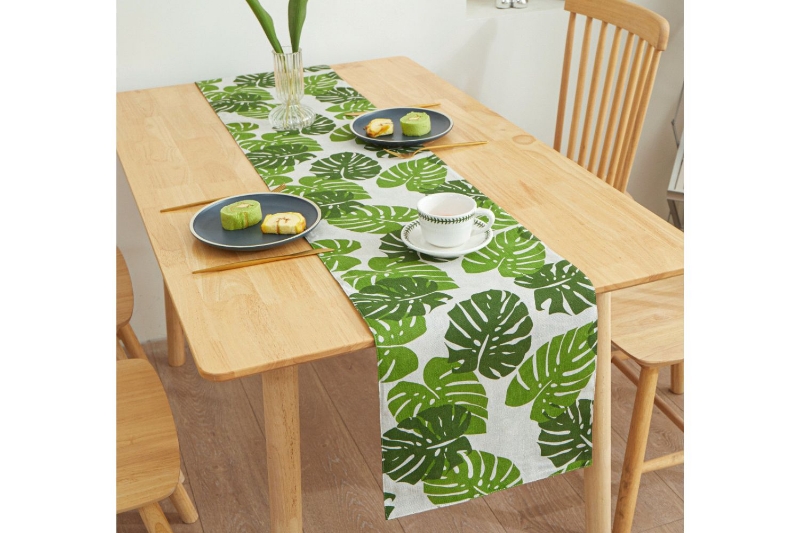 Picture of SINGLE-SIDED Printed Table Runner/Bed Runner (Monstera Leaves) - 13"x63"