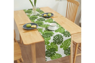 Picture of SINGLE-SIDED Printed Table Runner/Bed Runner (Monstera Leaves) - 13"x71"
