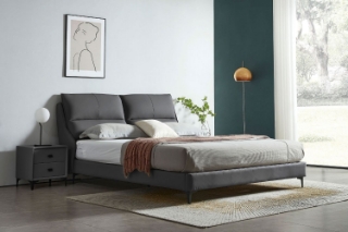 Picture of ROMEO Genuine Leather Bed Frame (Dark Grey) - Eastern King Size
