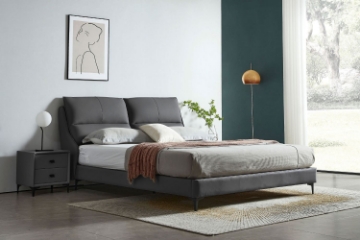 Picture of ROMEO Genuine Leather Bed Frame (Dark Grey) - Eastern King Size