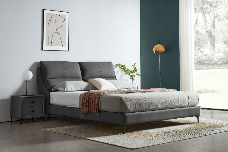 Picture of ROMEO Genuine Leather Bed Frame (Dark Grey) - Eastern King Size