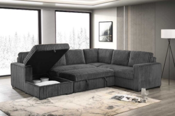 Picture of MICAH Corduroy Sectional Sofa/Pull-Out Sofa Bed with USB & Type-C Charging Ports