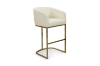 Picture of TRYTON 29" Bar Height Bar Stool with Arms & Golden Finish Base (White) 