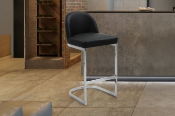 Picture of KALAY 27" Height Bar Stool with Chromed Finish Base (Black)  