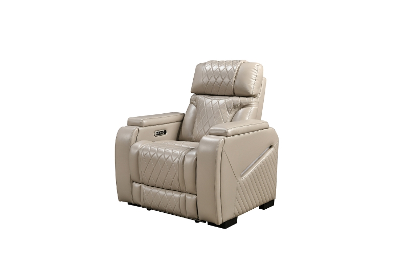 Picture of CALVIA Duo Motor Zero Gravity Adjustable Headrest Reclining Sofa Range (Beige) - Armchair with USB Port & LED Lighting (1R)