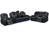 Picture of MONROSE Air Leather Dual Motor Reclining Sofa Range (Black) - Sofa with Drop-Down Console USB Port, Power Socket & Wireless Charging(3RRC)