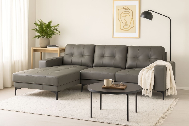 Picture of AMIRA 100% Genuine Leather Sectional Sofa - Chaise Facing Left