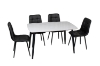 Picture of SAROTO 51" Sintered Stone Top 5PC Dining Set (Gloss White Table + Charcoal Chairs)