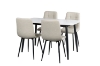 Picture of SAROTO 51" Sintered Stone Top 5PC Dining Set (Gloss White Table + Creamy White Chairs)