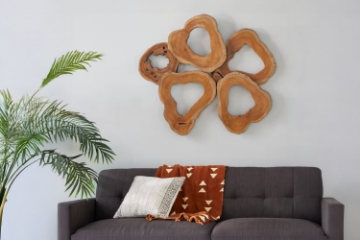 Picture of 650-024 35.5"x39.5" Large Teak Root Wall Sculpture – Handcrafted Natural Wooden Wall Art