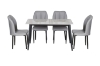 Picture of MIKASA 47" Sintered Stone Top 5PC Dining Set (Grey Table + 4 Dark Grey Chairs)