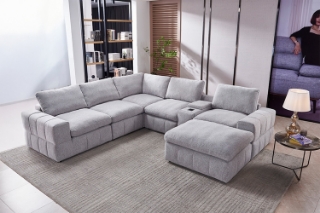 Picture of LUXEON Sectional Modular Sofa Range - 7PC Big Combo Set (LAF Armchair + Armlessx2 + Corner + Console + RAF Armchair + Ottoman)